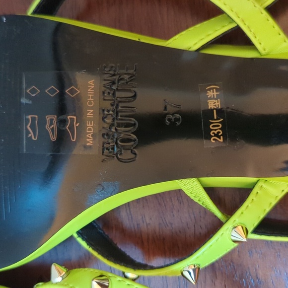 Versace Jeans Couture Green Brushed Courtney Heeled Sandals - Picture 8 of 9